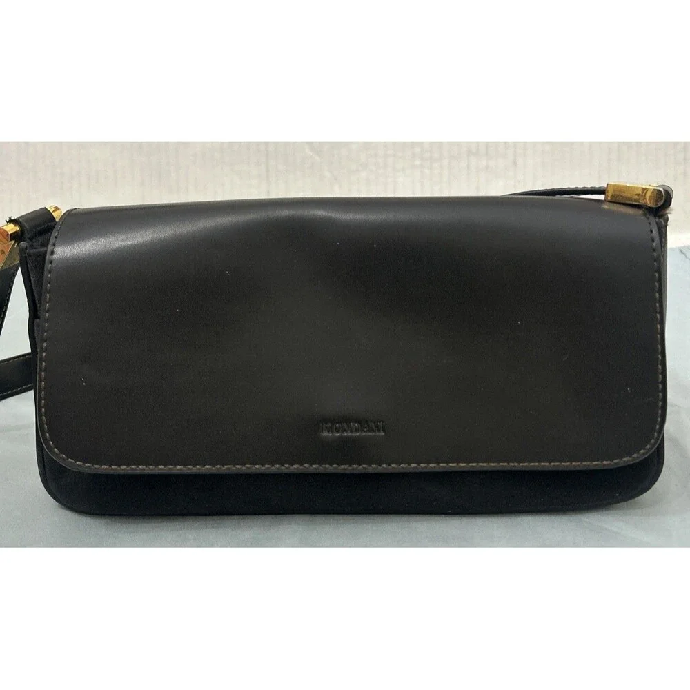 Mondani New York Handbag Simulated Leather Shoulder Bag Purse Black